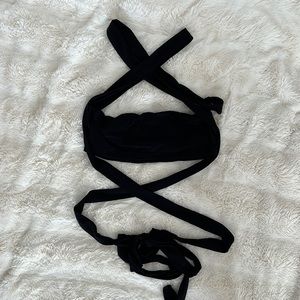 PLT Slinky Black Tie Bandeau Top